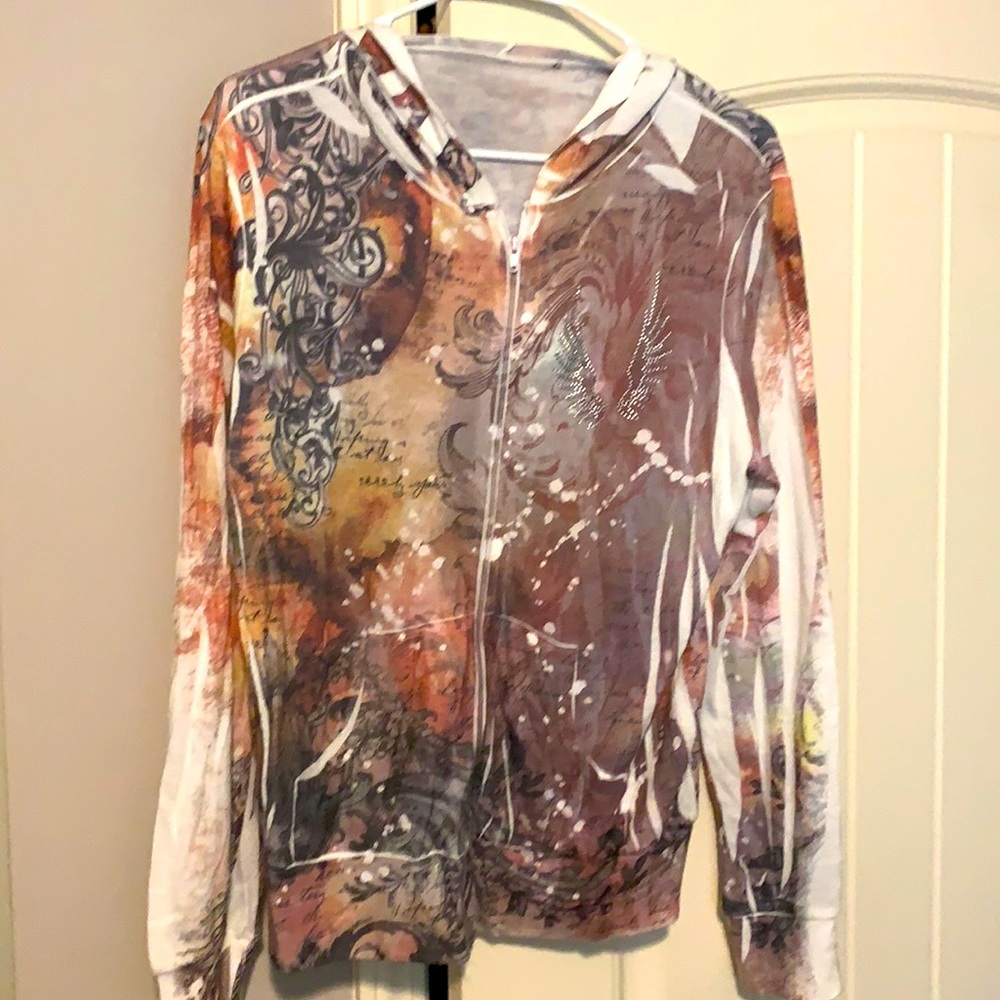Unique Printed Zip Hoodie-XL